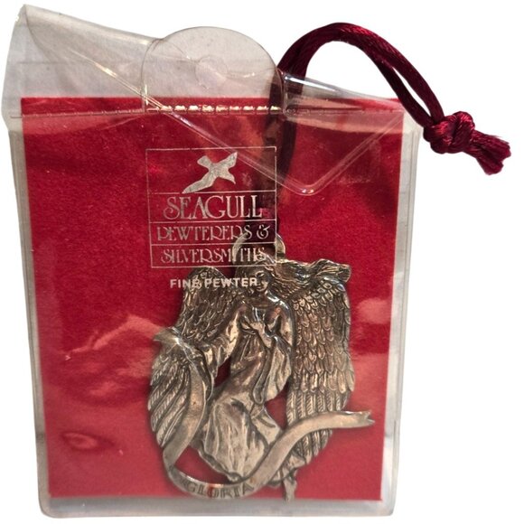 Vintage 1993 Seagull Fine Pewter GLORIA Angel Christmas ornament - Picture 1 of 5